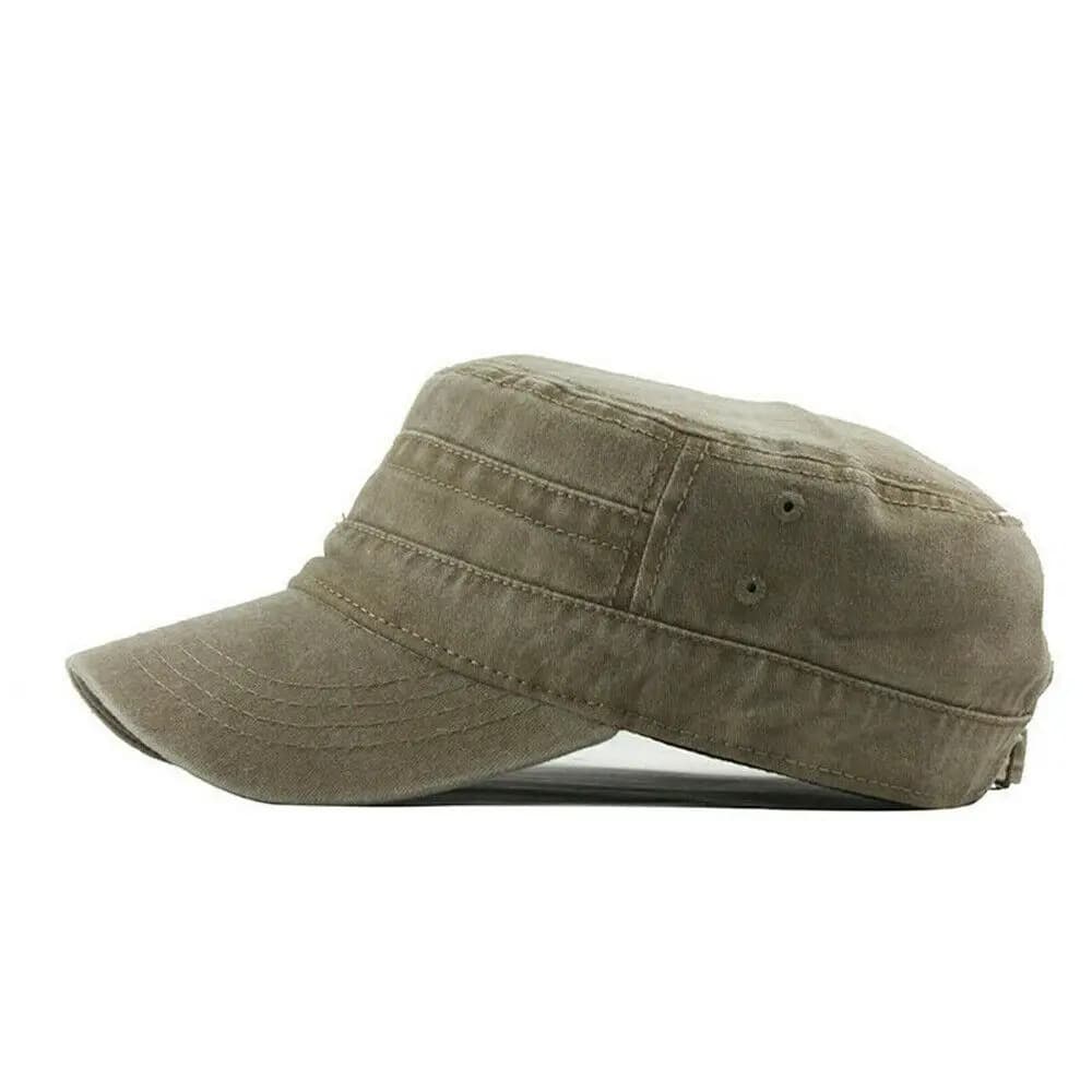 Unisex Washed Cotton Cadet Hat Adjustable Flat Top Cap Outdoor Sun Protection Baseball Cap for Men Women
