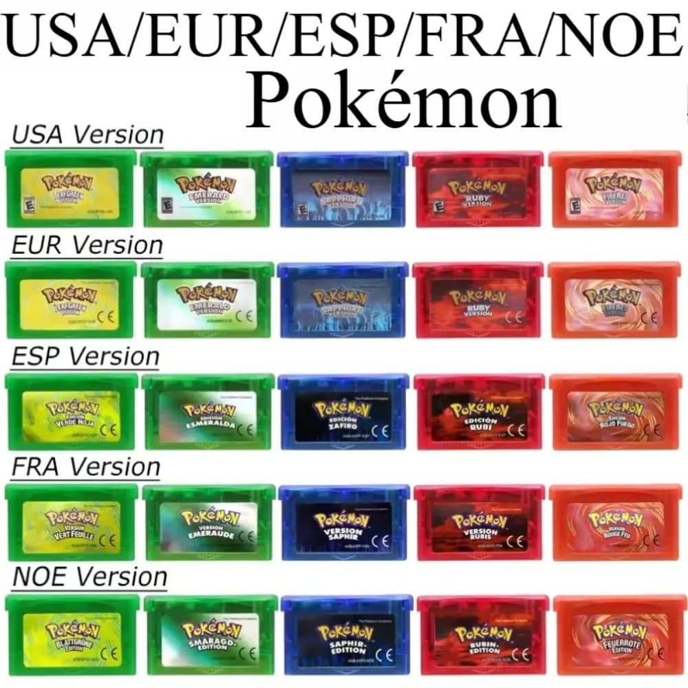 Cartuccia di Gioco Pokémon GBA Super Divertente in Inglese, Spagnolo, Francese e Tedesco, Console Video 32 Bit per DS/NDS/GB, Regalo Giocattolo