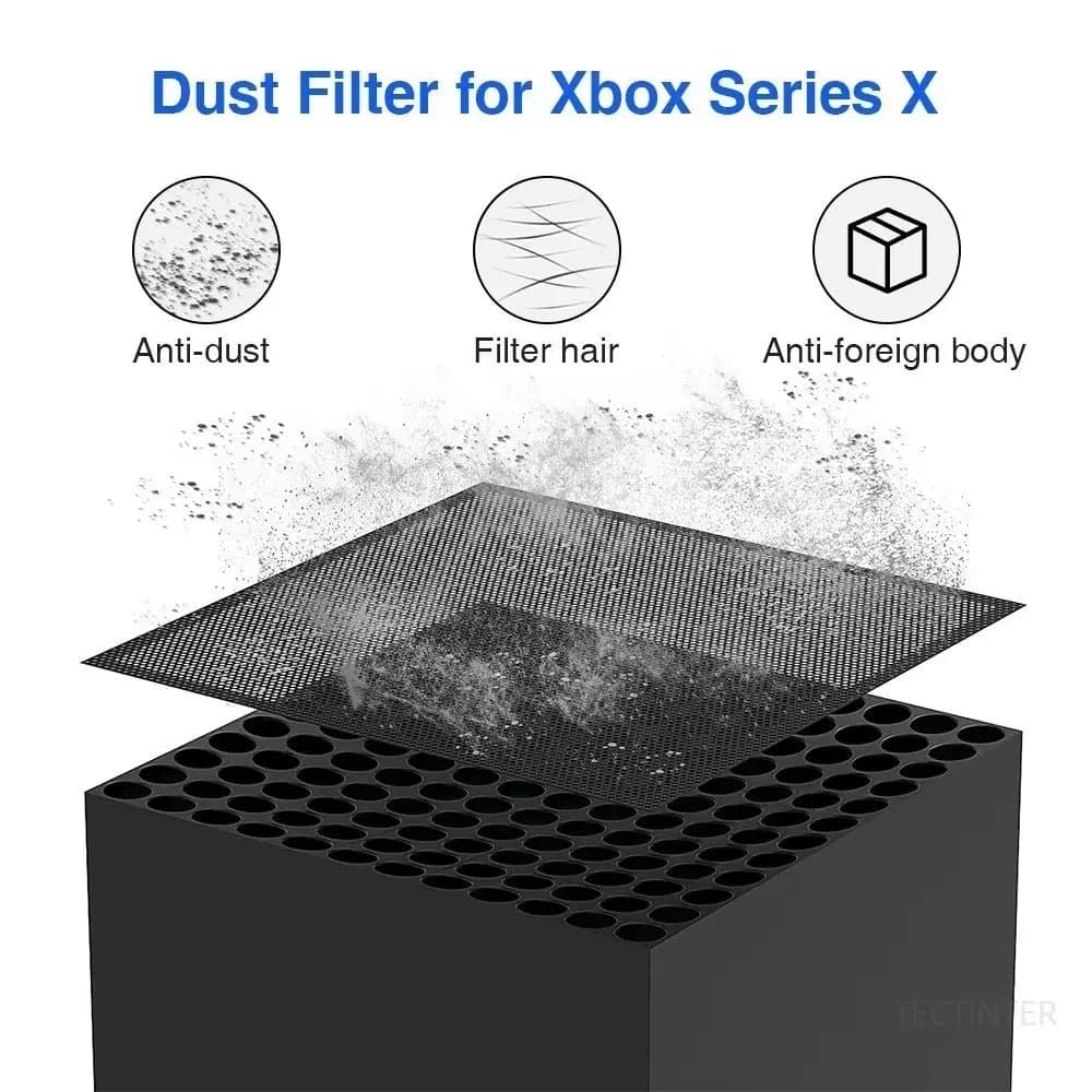 Nuovo coperchio del filtro antipolvere in PVC nero con cappucci per levetta Host copertura antipolvere per console di gioco a rete antipolvere per Xbox Series X
