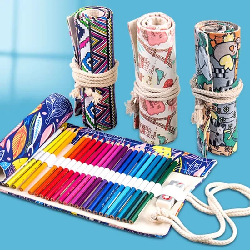 36/48/72 fori rotolo astuccio artistico tela studente arrotolabile matita penna borsa pennello portapenne forniture per studenti cancelleria