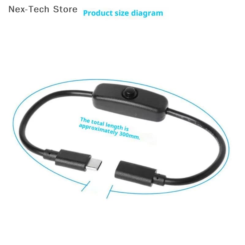 Cavo di prolunga da 1 pz 5 V con cavo di alimentazione On Off tipo C 4A USB-C ad alta corrente da maschio a femmina per tablet telefono cellulare