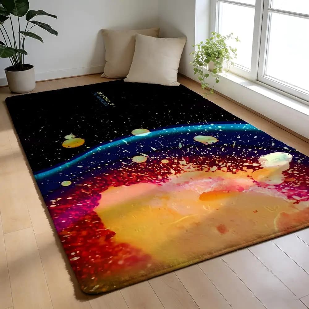 Soft flannel mat, non-slip carpet, absorbent, bathroom, bedroom, home decoration, Rock Band R-Radiohead Music