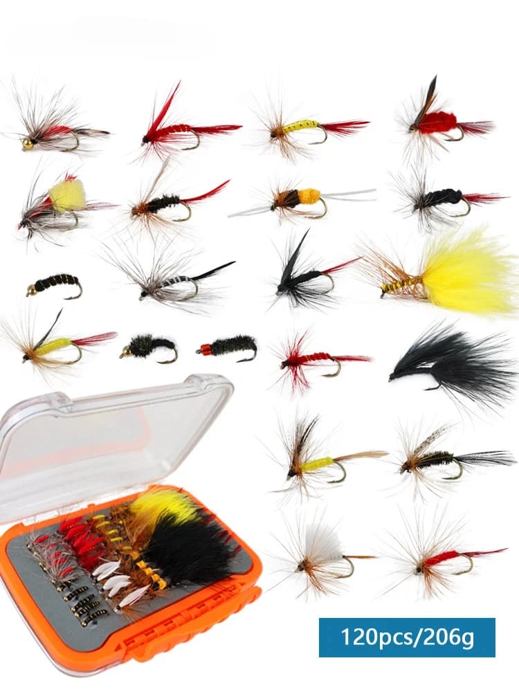 Fly Fishing Flies 120 Piece Assorted Hand Tied Fishing Lure Kit With Pp Storage Box For Outdoor Angler Trout Fly Fishing Tackle