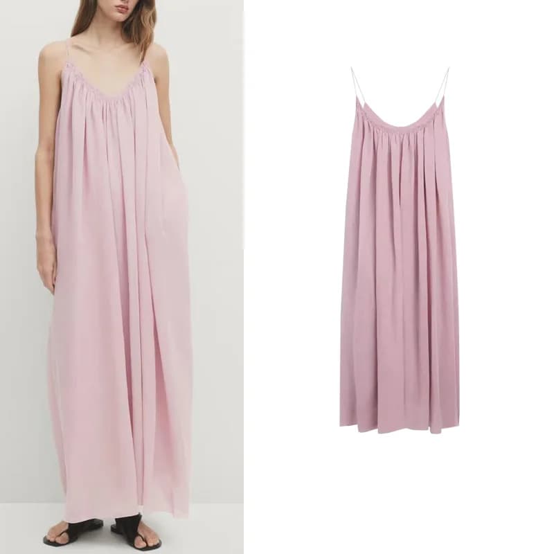 Romantic Pink Gauze V-neck Strapless Dress New Arrival French Style Fairy Skirt Mid-length Summer Dress for Women 18-39