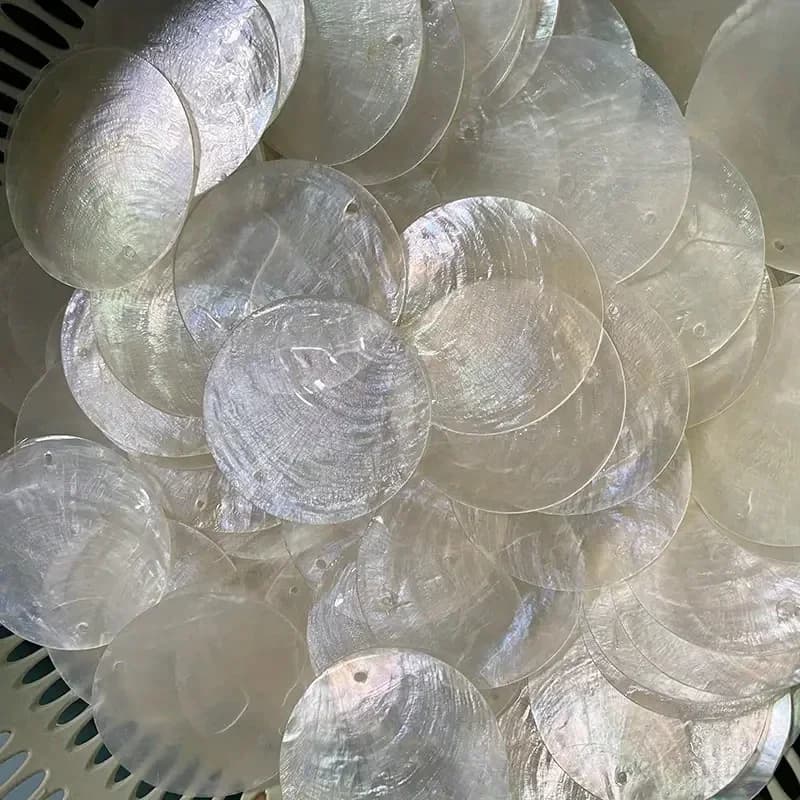 Round Capiz Shells With Holes Round Natural Shell White Shells For Wind Chimes Jewelry Making Home Decor