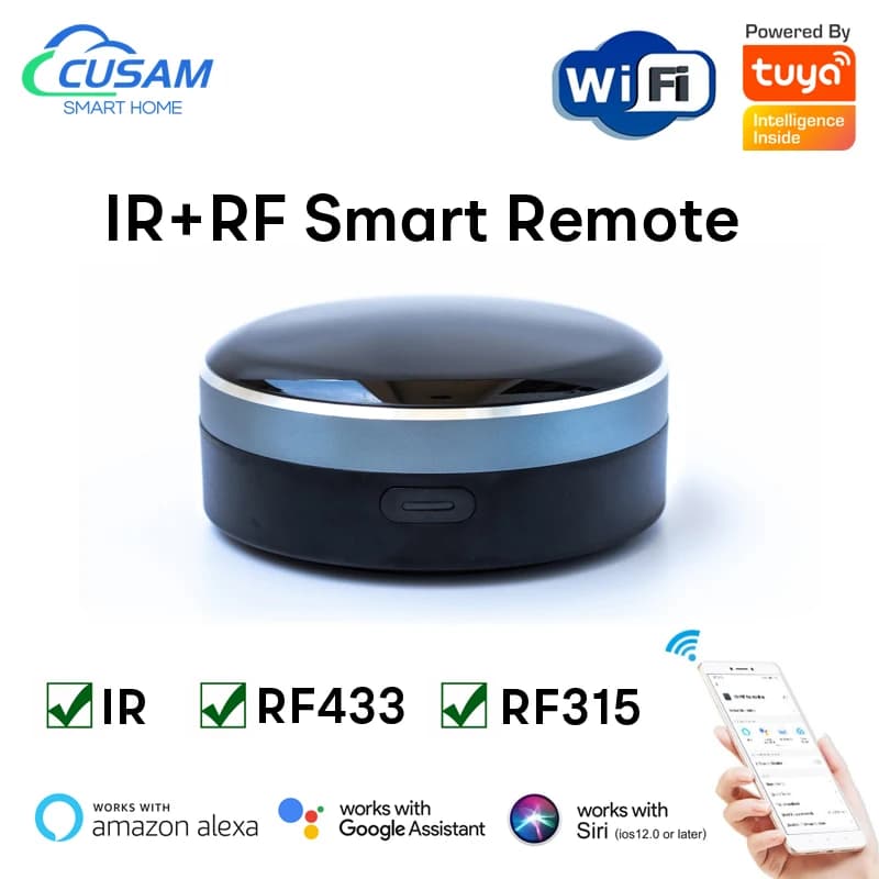 CUSAM IR + RF433/315 Smart Remote Control Wifi Controller universale per TV A/C tenda avvolgibile funziona con Alexa Google Home