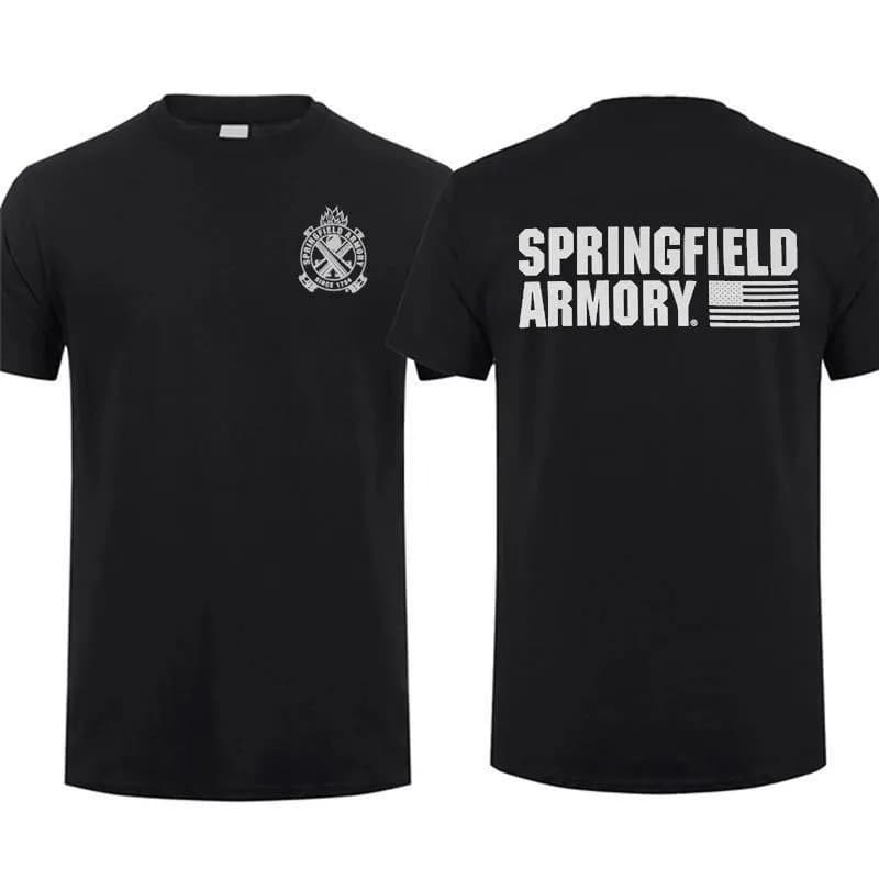 T-shirt Springfield Armory Crossed Cannons con logo audace e design accattivante, comoda maglietta nera
