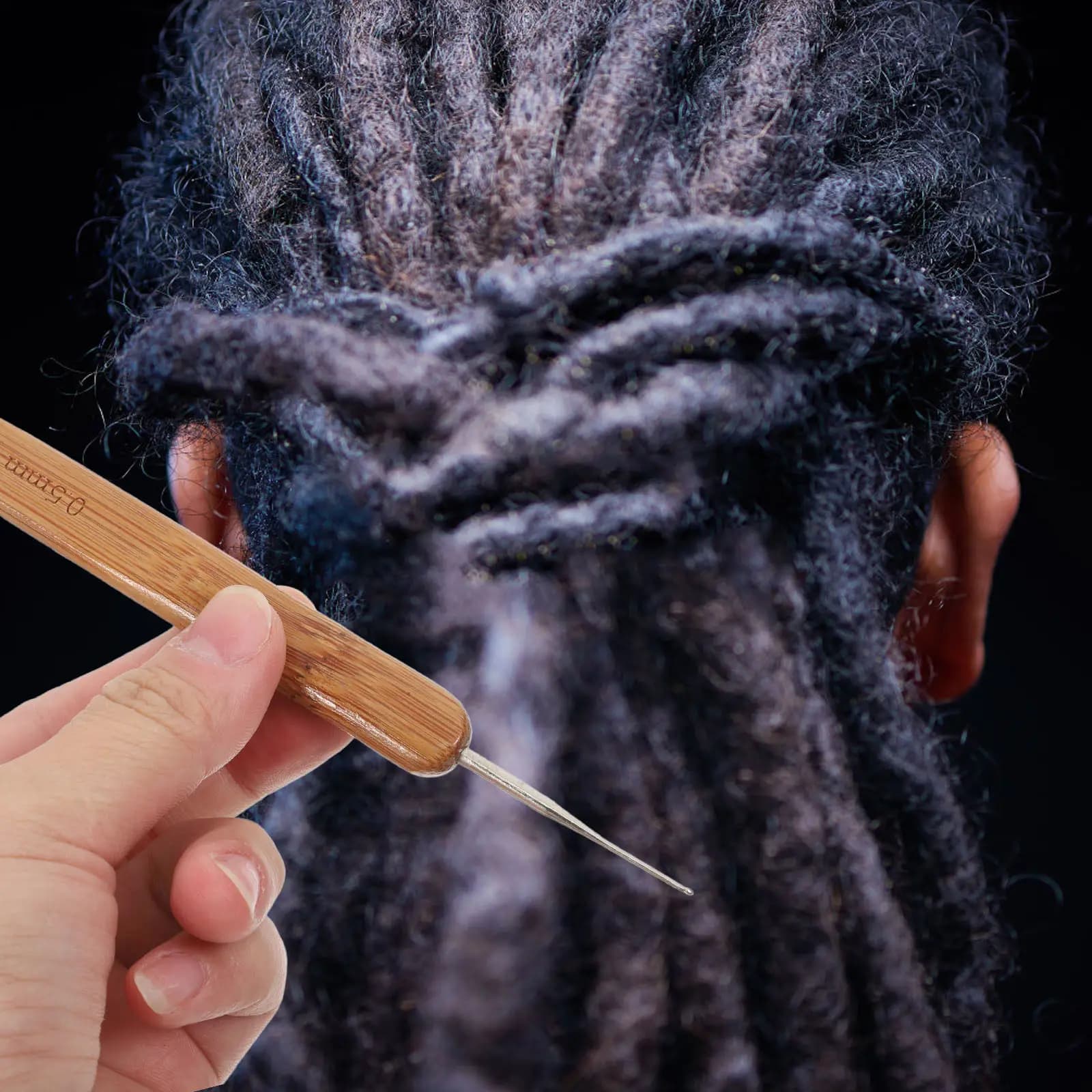 3Pcs Dreadlock Crochet Hook Set Bamboo Handle Iron Tips Interlocking Tool for Locs Braiding Hair Extensions Craft DIY Dread