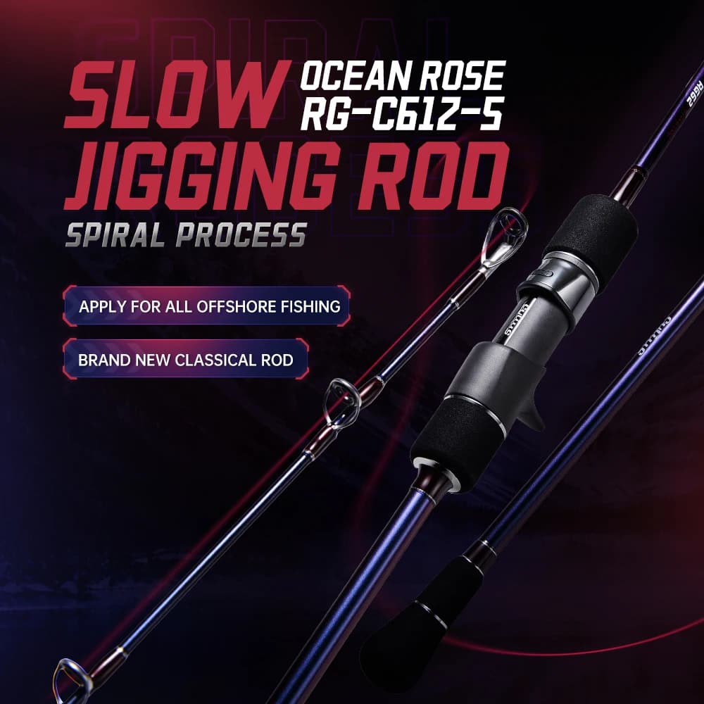 Canna da Pesca SOLOKING OCEAN ROSE per Slow Jigging, per Esche Metalliche, con Anelli Fuji, 2 Sezioni, 1.85m/1.88m, Canna da Spinning e Baitcasting
