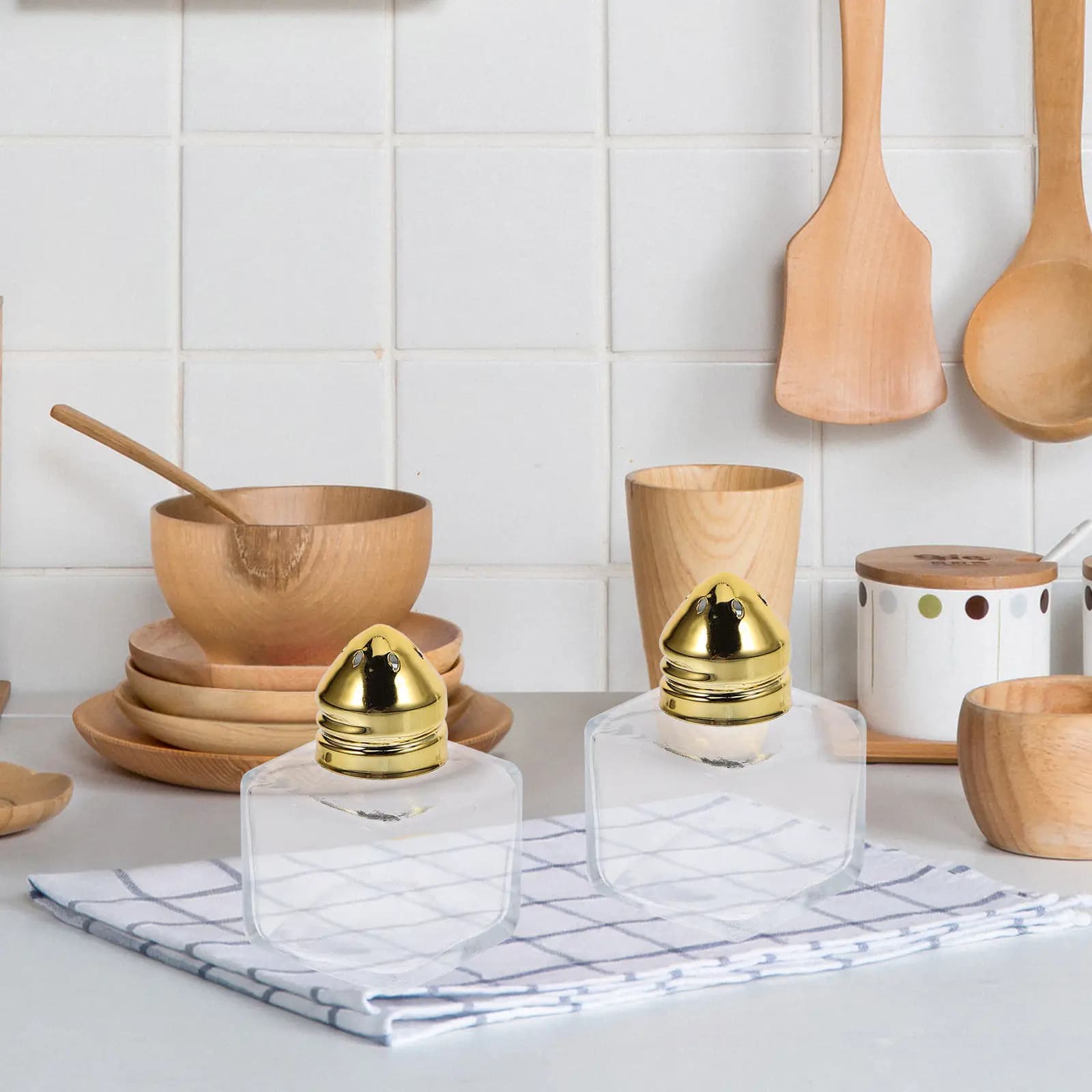 Set di 3 Contenitori in Vetro per Sale e Pepe, Bottiglie Compatte per Condimenti da Cucina, Facile Dosaggio, in Acciaio Inossidabile