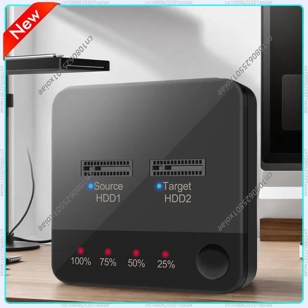 Duplicatore di Dischi Rigidi M.2 SATA/NVMe a Doppio Slot, Stazione di Clonazione Offline con Indicatore LED, Clonatore M.2