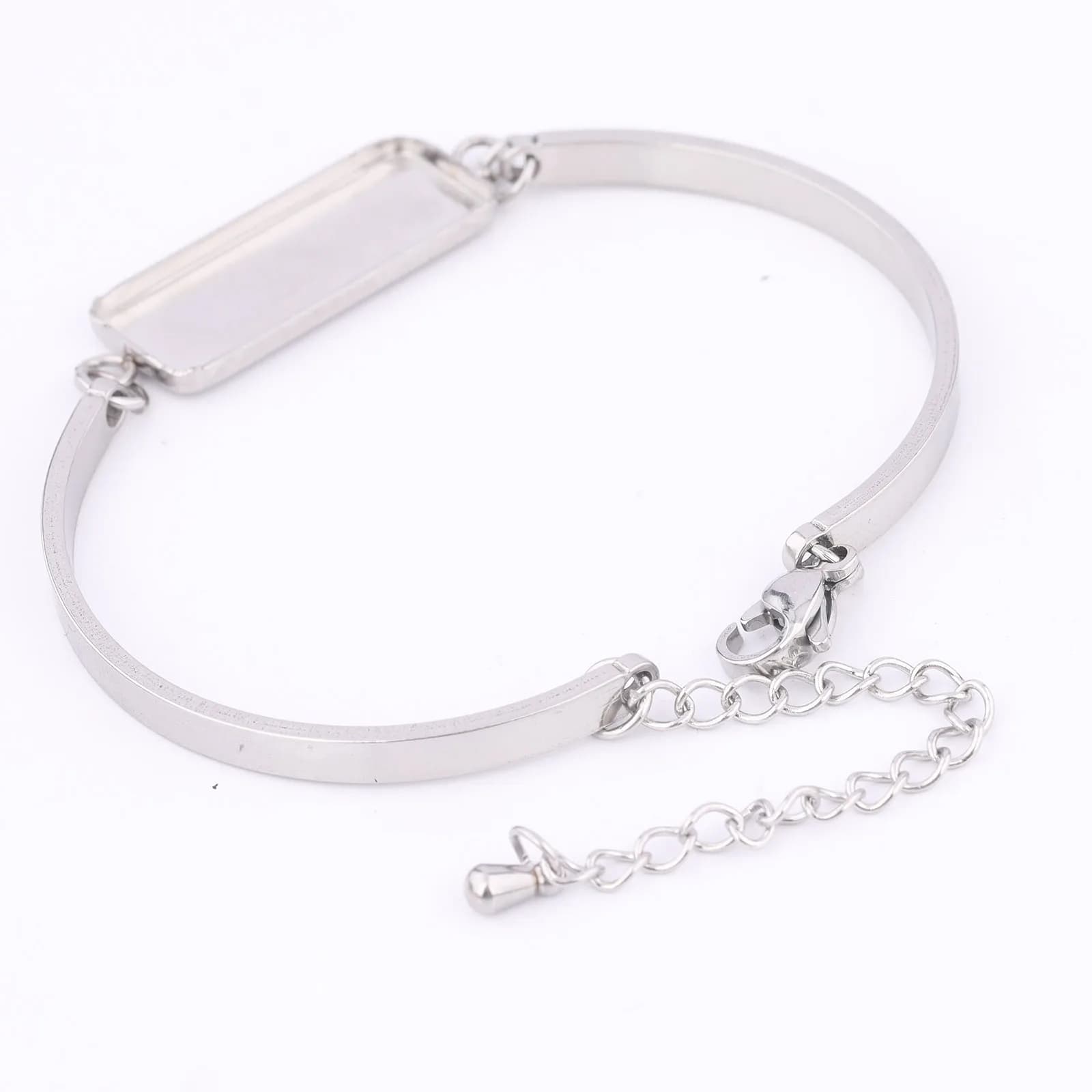 5 pezzi in acciaio inossidabile misura 10x25mm rettangolo cabochon braccialetto impostazione base spazi vuoti braccialetti fai da te che fanno kit risultati