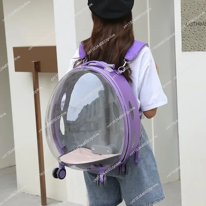 Cat Bag Space Vehicle Outdoor Breathable Pull Up Pet Bag Transparent Cat Box Draw Bar Box Animal Valigia A Cat Weight 1-4 kg