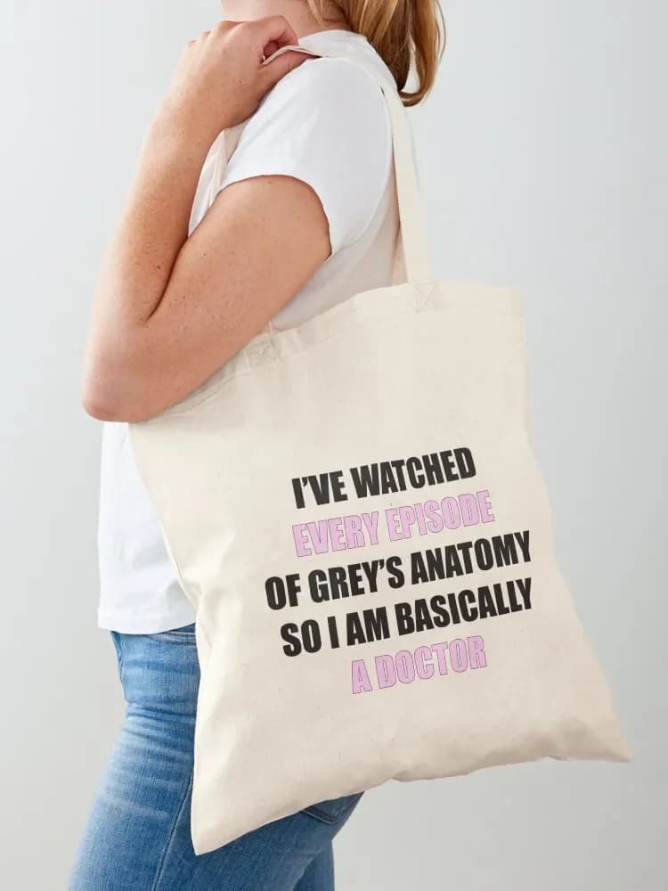 Ho guardato ogni episodio di Grey's. Borsa tote pieghevole e riutilizzabile, borsa da donna, borsa in tela per donna, graziosa pochette.