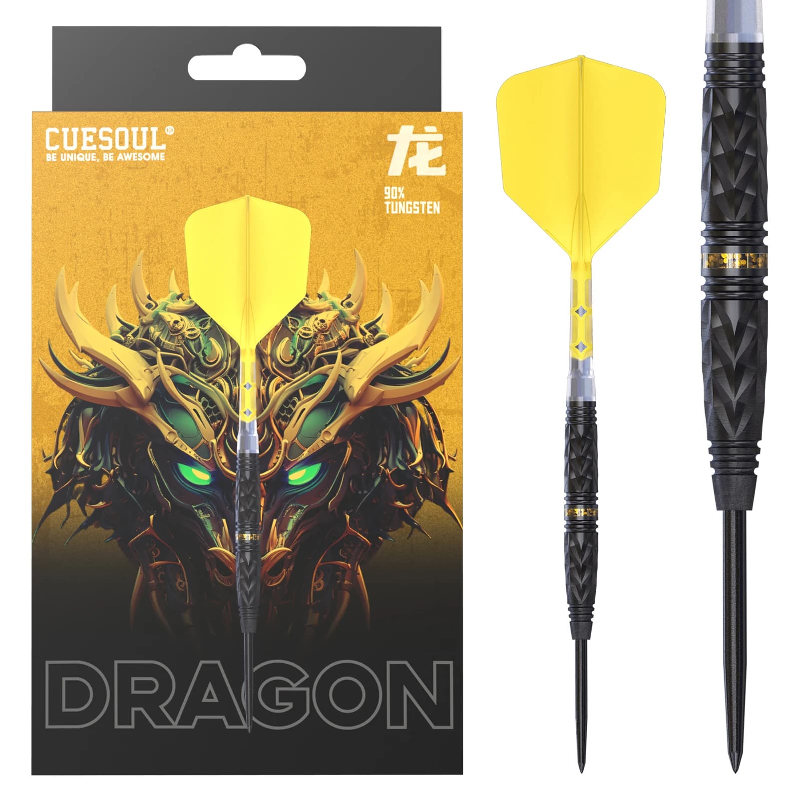 CUESOUL Chinese Zodiac 'DRAGON'21/23g punta in acciaio 90% Set di freccette in tungsteno con titanio rivestito e integrato ROST T19 Flight