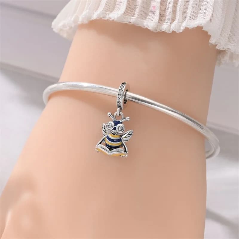 Charm a forma di Ape Piccola Dottore in Argento Sterling 925 con Zirconi CZ Scintillanti, Compatibile con Braccialetti Originali, Gioielli Fai da Te da Donna