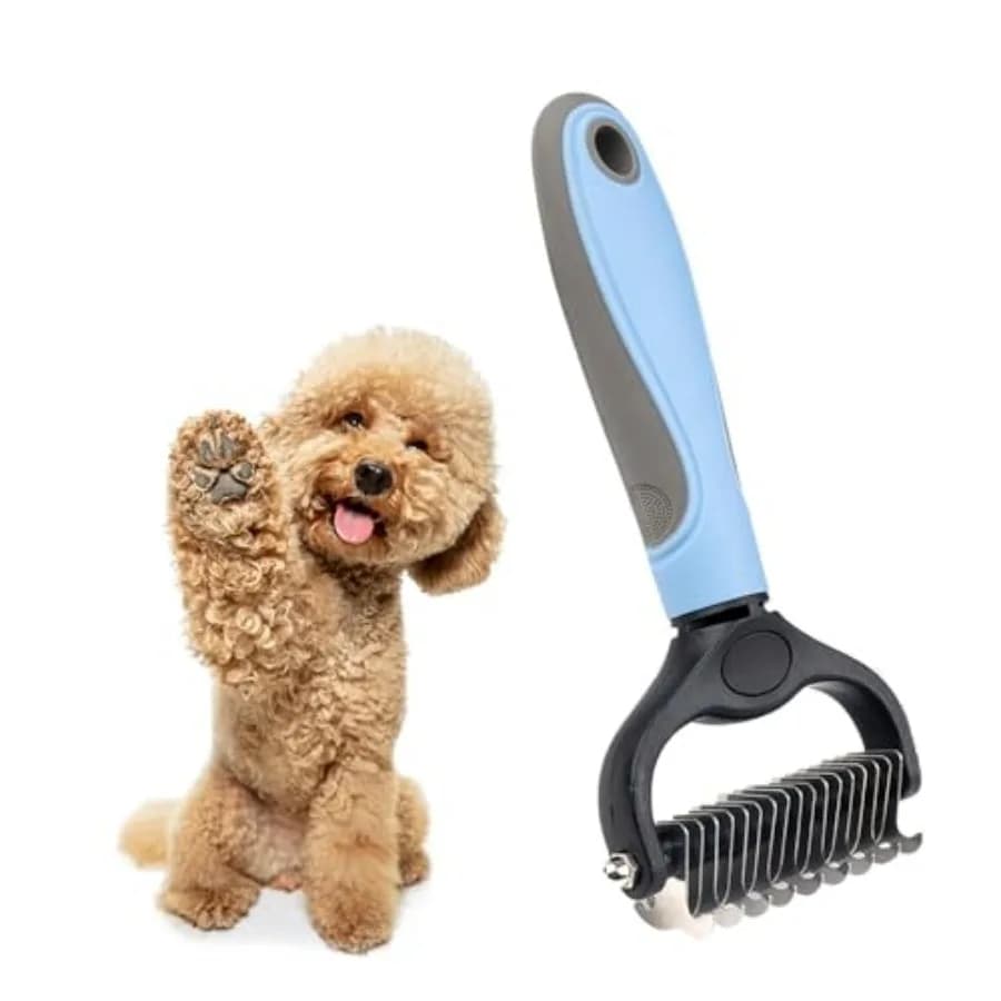 Spazzola Doppia Faccia per la Toelettatura di Cani e Gatti - Strumento Professionale per Rimuovere il Sottopelo e lo Spazzolino Anti-Nodo
