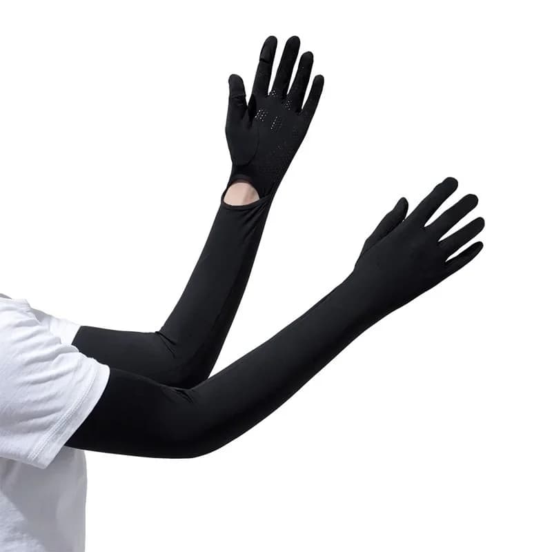 Guanti Protettivi Solari da Donna, Manicotti Rinfrescanti Anti-UV in Seta Ghiaccio, Sottili per Ciclismo e Guida all'Aperto con Funzione Touch Screen