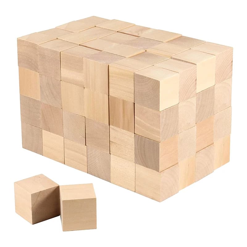 24 blocchi di legno da 4 cm per artigianato, cubetti di legno non finiti, blocchi grezzi naturali per baby shower artigianale fai da te artistico