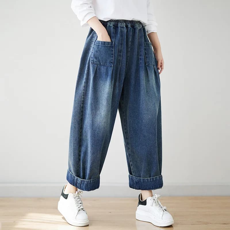 TIYIHAILEY Pantaloni da donna, Jeans denim, Pantaloni dritti, Pantaloni da donna High Street, Vita elastica, Moda ricamo, 2025