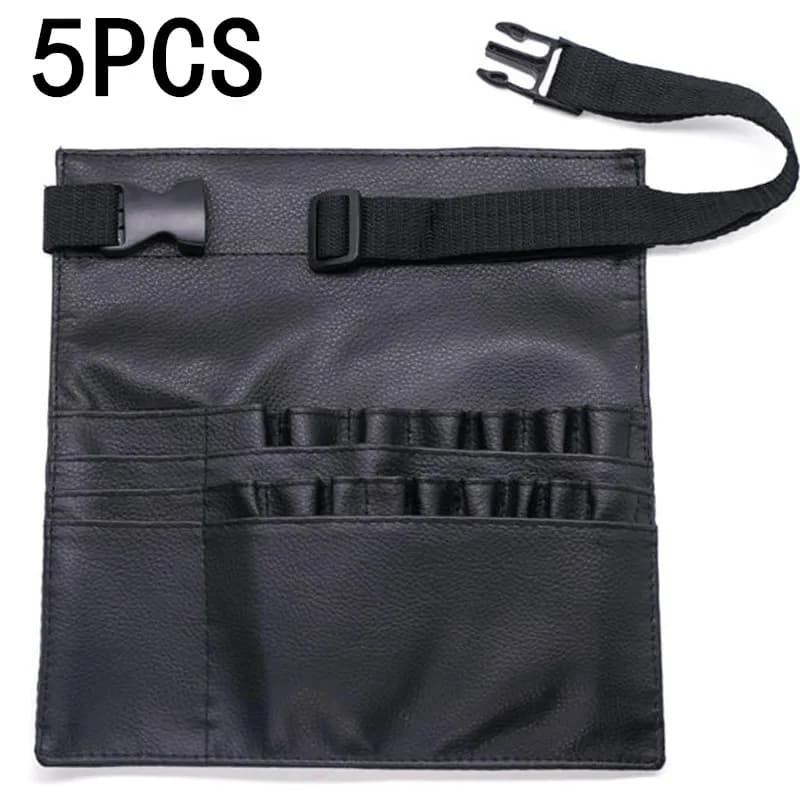 1/2/3/5PCS Black PU Leather Cosmetic Bag Waist Bag Makeup Brush Bag With Belt For Makeup Artist Large Capacity Pet Scissor Bag