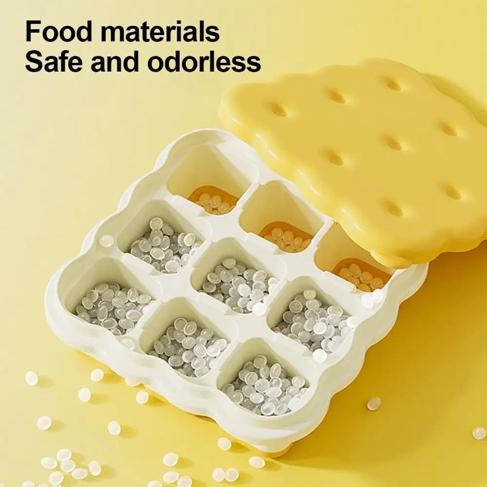 Stampo per Cubetti di Ghiaccio a 9 Scomparti con Coperchio, in PP per Alimenti, Facile da Sgusciare, per Congelatore
