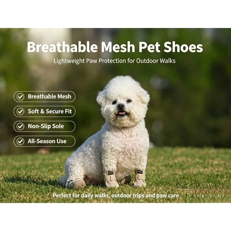 Pet Dog Shoes for Small Dogs, Fly Knit Breathable Mesh Puppy Boots, Rubber Non-Slip Footwear for Outdoor Walking