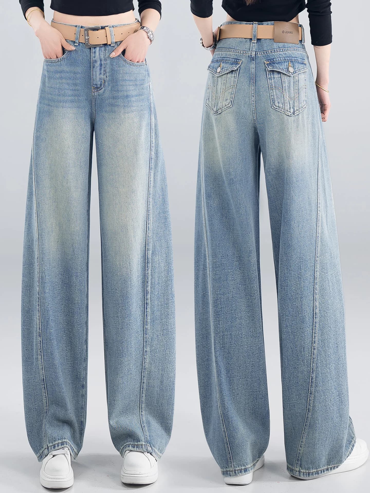 High Waist Banana Wide Leg Jeans Women's Spring Autumn 2026 New Style Loose Fit Slimming Casual Trousers