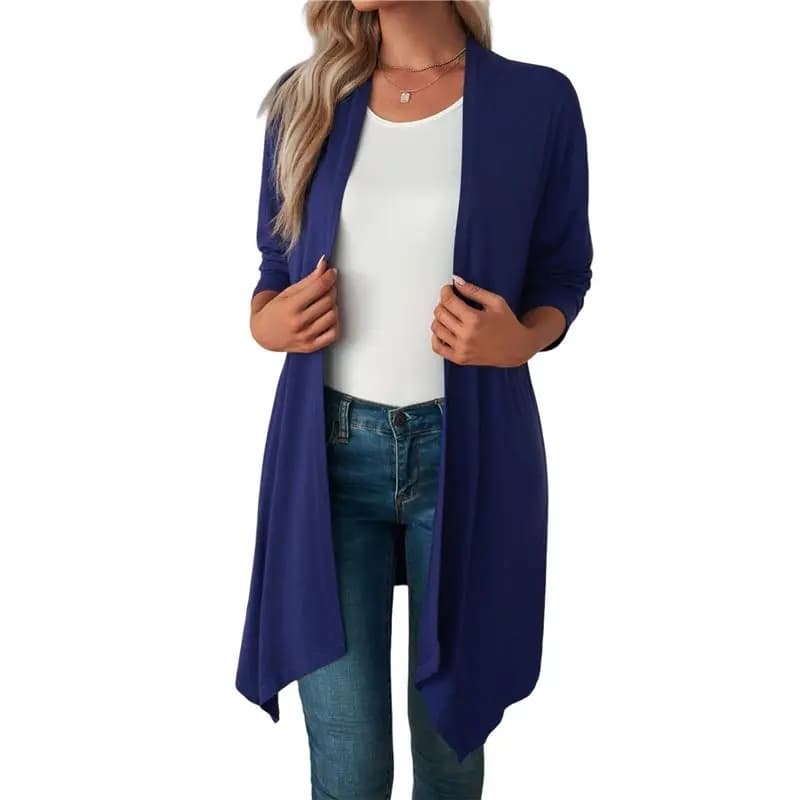 A19Q-Giacca casual da donna con maniche a tre quarti e apertura frontale, cappotto leggero alla moda con apertura frontale