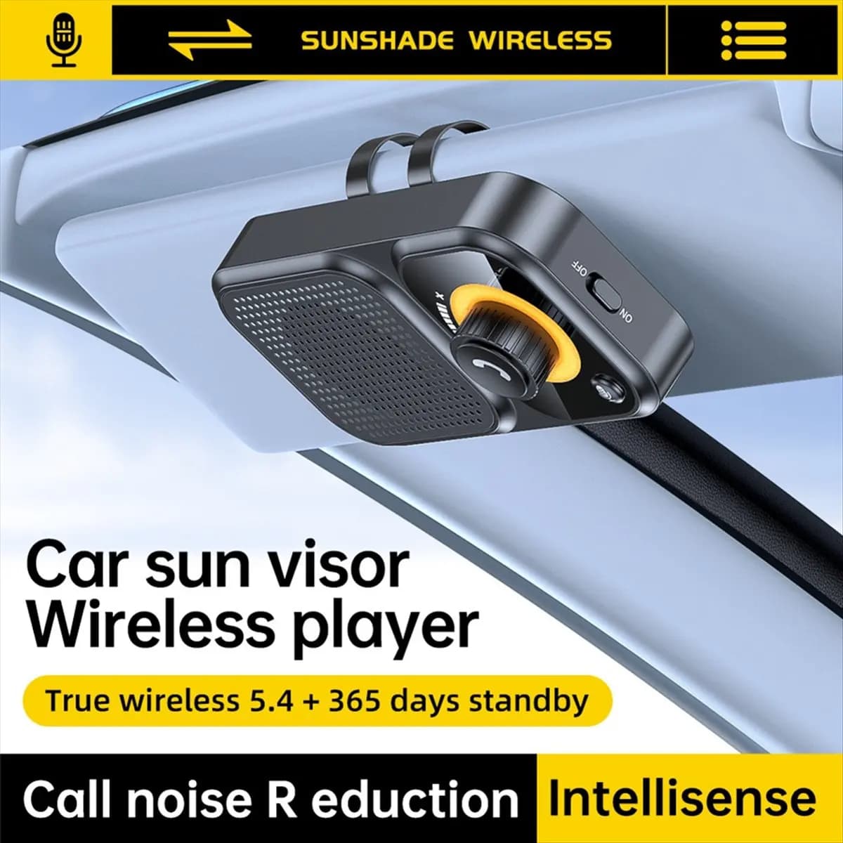 Top Sale Bluetooth Speaker Handsfree Car Sun Visor Clip Wireless Audio Receiver Speakerphone Loud Music Player Dual Microphone