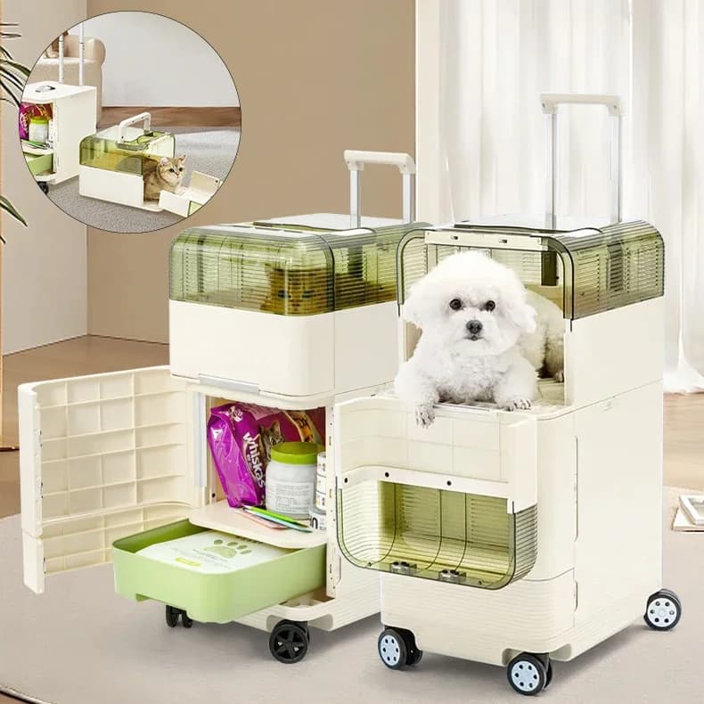 Valigia per bagagli per animali domestici 3 IN 1 Carrello per passeggino per animali di grandi dimensioni Prodotti per cani per gatti I più venduti Trasportino per animali da viaggio in plastica con ruote