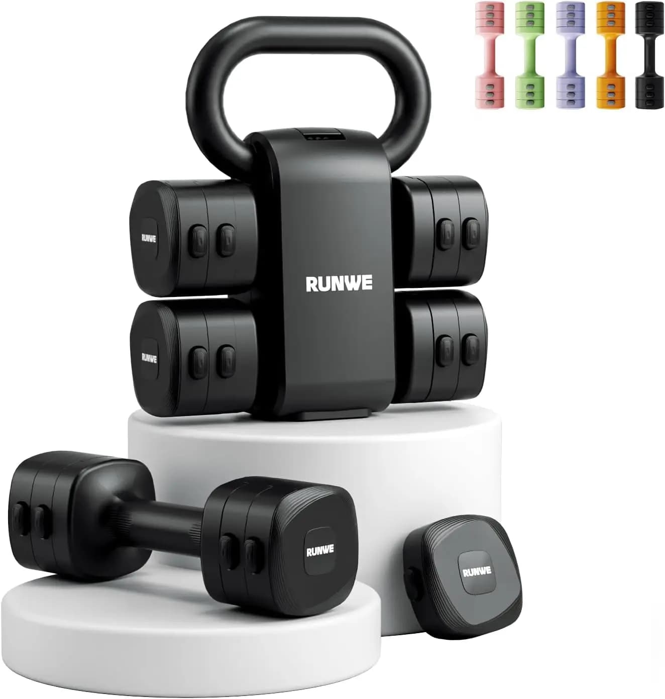 4-in-1 adjustable handlebars and kettlebell set for women, weights quickly adjustable from 1-2,5 kg for post-part recovery and training for beginners