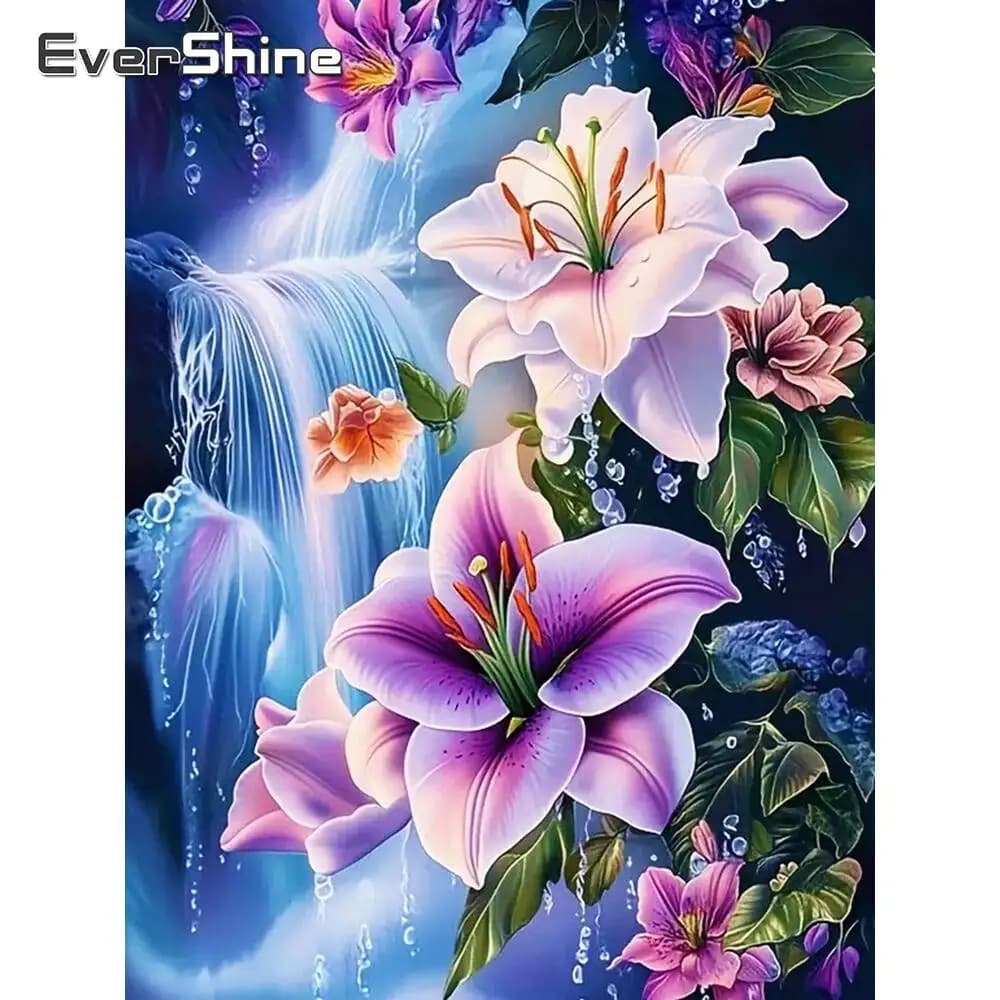 Evershine 5D DIY Full Square Diamond Mosaic Lily New Arrival Diamond Painting Flower Picture Embroidery Waterfall Handmade Gift