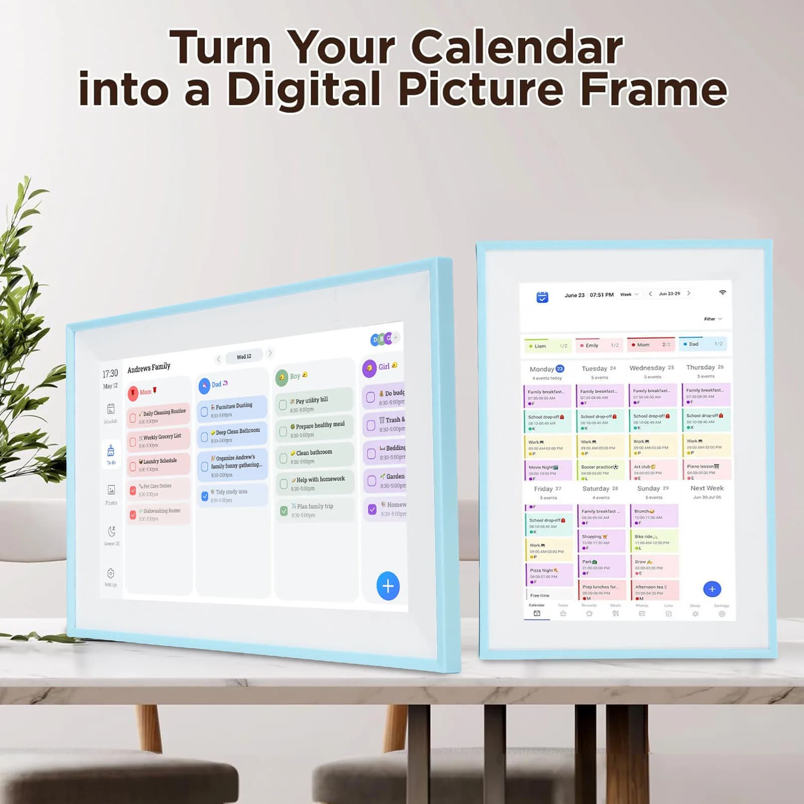 Calendario Digitale Intelligente con Schermo Touch da 10.1 Pollici, WiFi, Tabella delle Attività Interattiva, Pianificatore Familiare, Cornice Elettronica per Casa