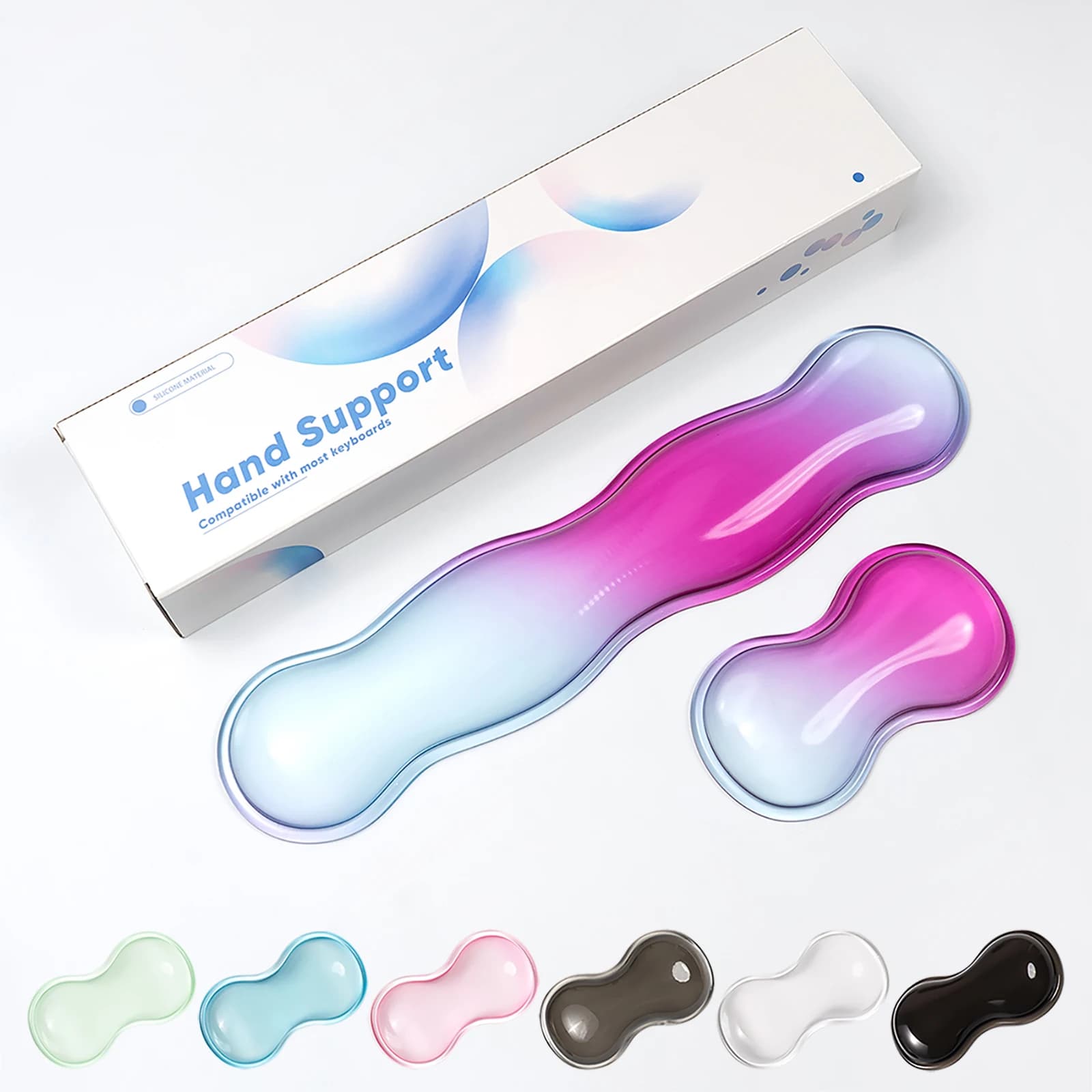 Tappetino per mouse con poggiapolsi poggiapolsi per tastiera antiscivolo in silicone trasparente per giochi da ufficio consol poggiapolsi per mouse