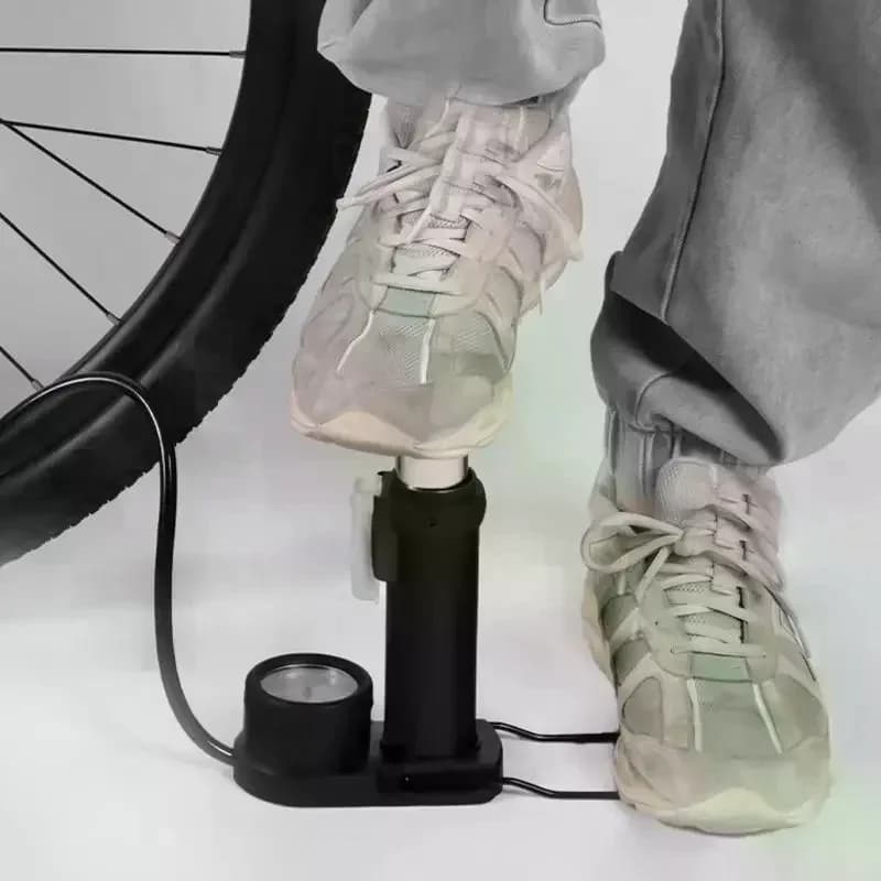 Pompa ad aria per pedali bici con/senza manometro, pompa ad alta pressione, gonfiatore pneumatici universale per bici e casa, accessori gonfiatore a pedale