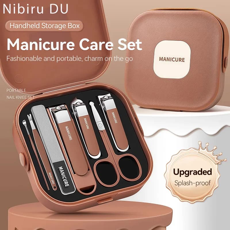 8 Set of Stainless Steel Manicure Tools, Sharpened and Dureble, All in One, Nail Cut Portable Set