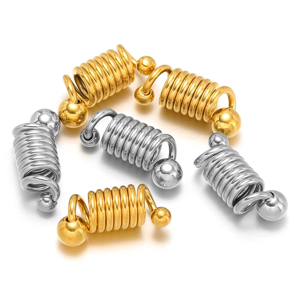 5 pezzi di fermagli a molla in acciaio inossidabile, ciondoli con filettatura a spirale, connettori sfusi per collane fai da te, braccialetti, forniture per la creazione di gioielli