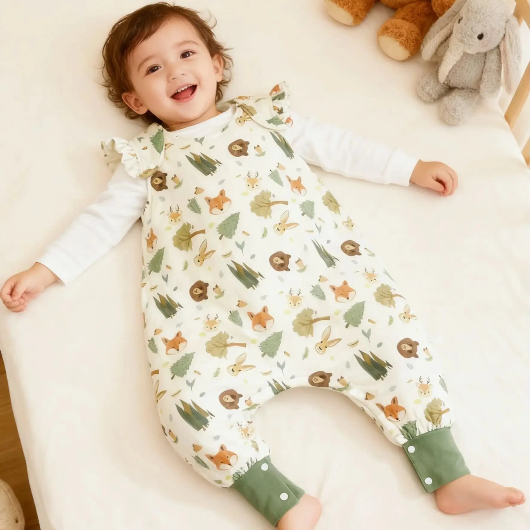 1.5 tog Children Adding Warm Pear Snap for Boy Girl Autumn Winter Sleeveless Gamba Divisa Comfort Cozy Peach A Piece Paja