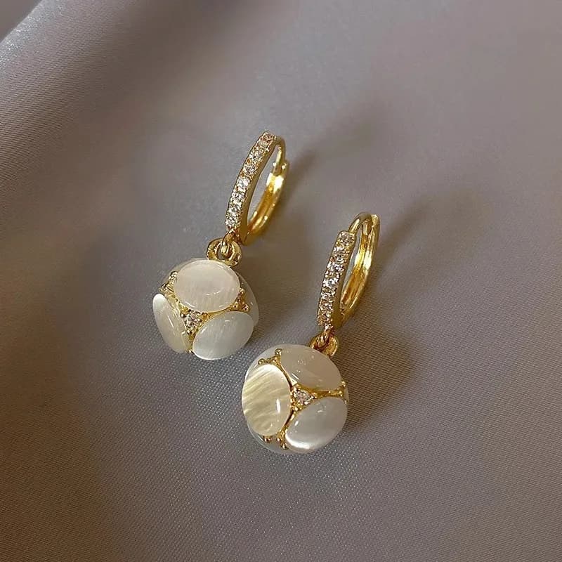 Gold Plated Light Luxury Cat Eye Stone Earrings For Women Trendy Temperament Jewelry Valentine Day Gifts