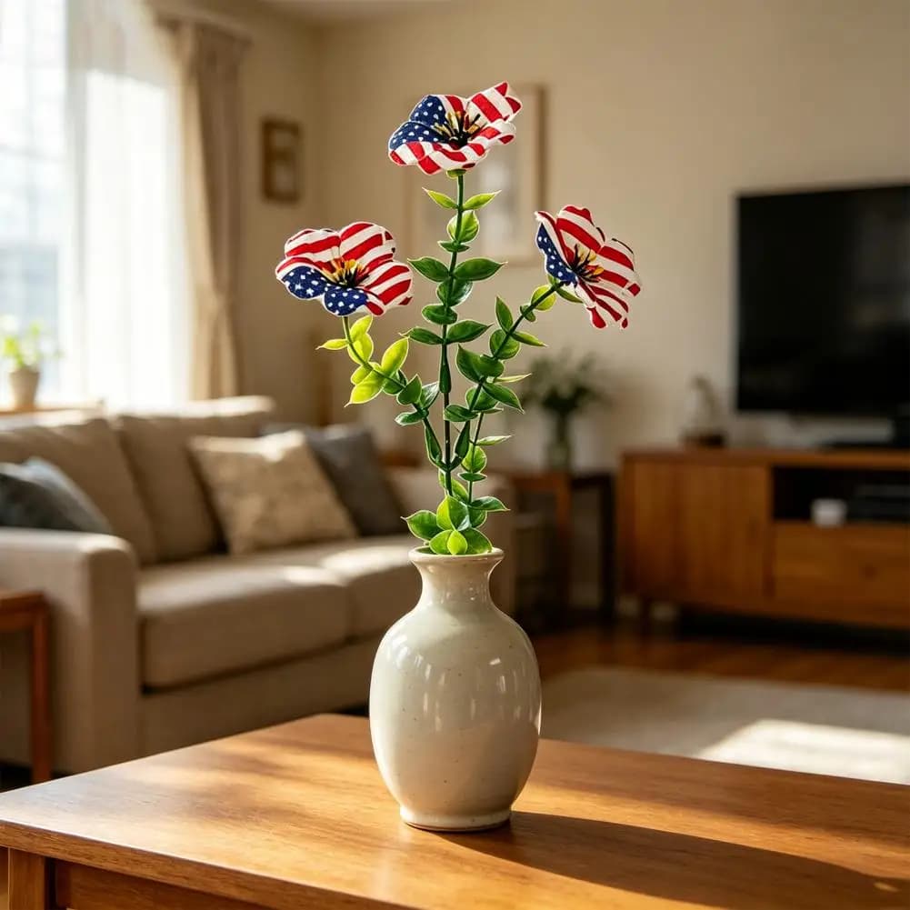 Artificial Flowers Patriotic 4th of July Artificial Flower Vines White Blue Morning Glory Cascading Fake Plants Outdoor Porch