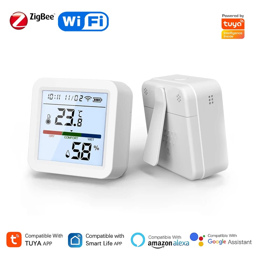 Tuya WiFi/Zigbee Smart Temperature And Humidity Sensor with Backlight LCD Screen APP Remote Monitor Support Alexa Google Home