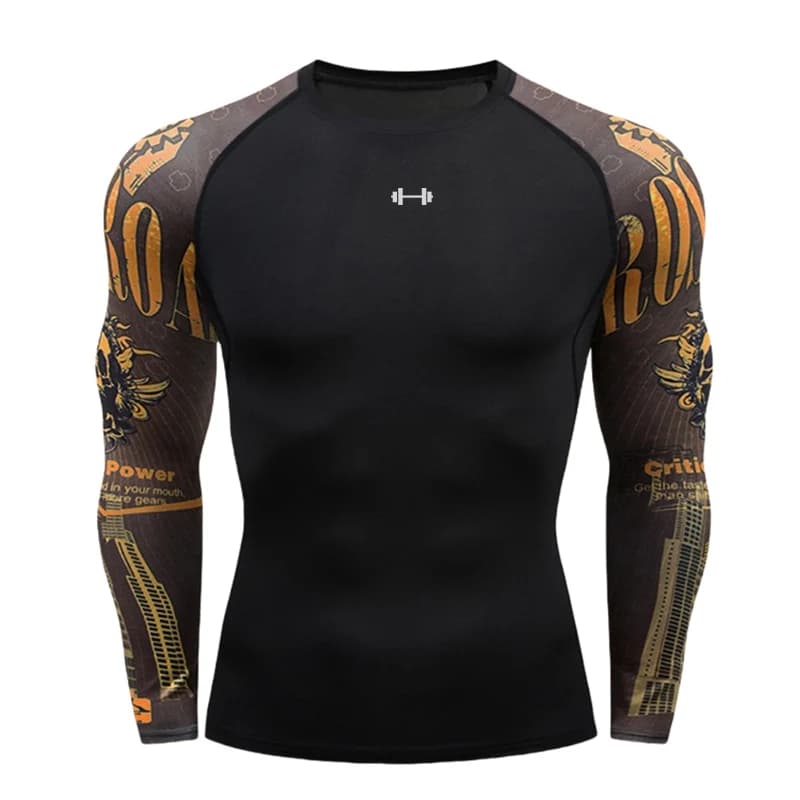 T-shirt fitness a maniche lunghe da uomo a compressione asciutta da palestra Primavera e autunno Sport all'aria aperta T-shirt da corsa Abbigliamento sportivo Top T-shirt