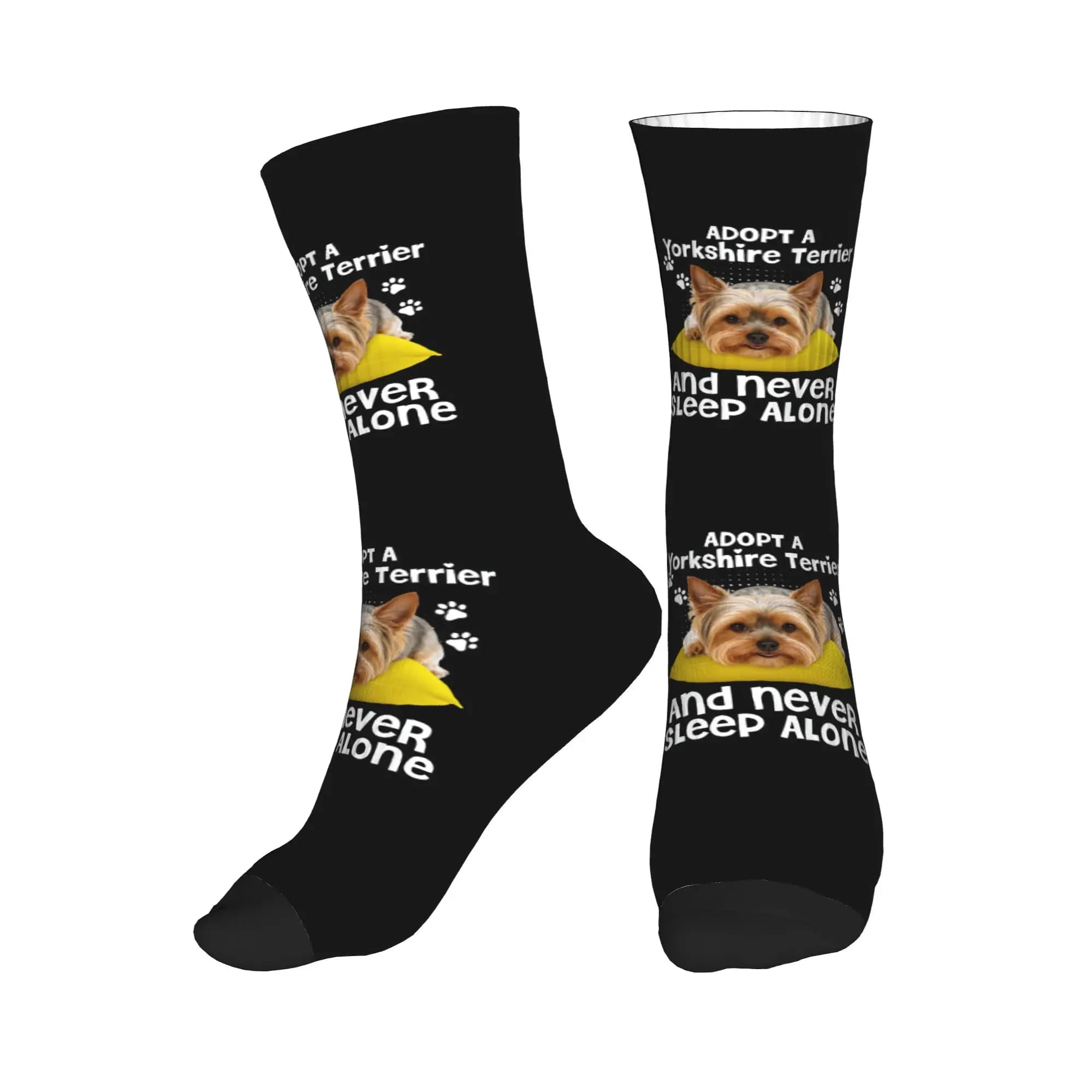 Fun Socks Adopt A Yorkshire Terrier And Never Sleep Alone for women and men, football sports socks with 3D print for dog lovers