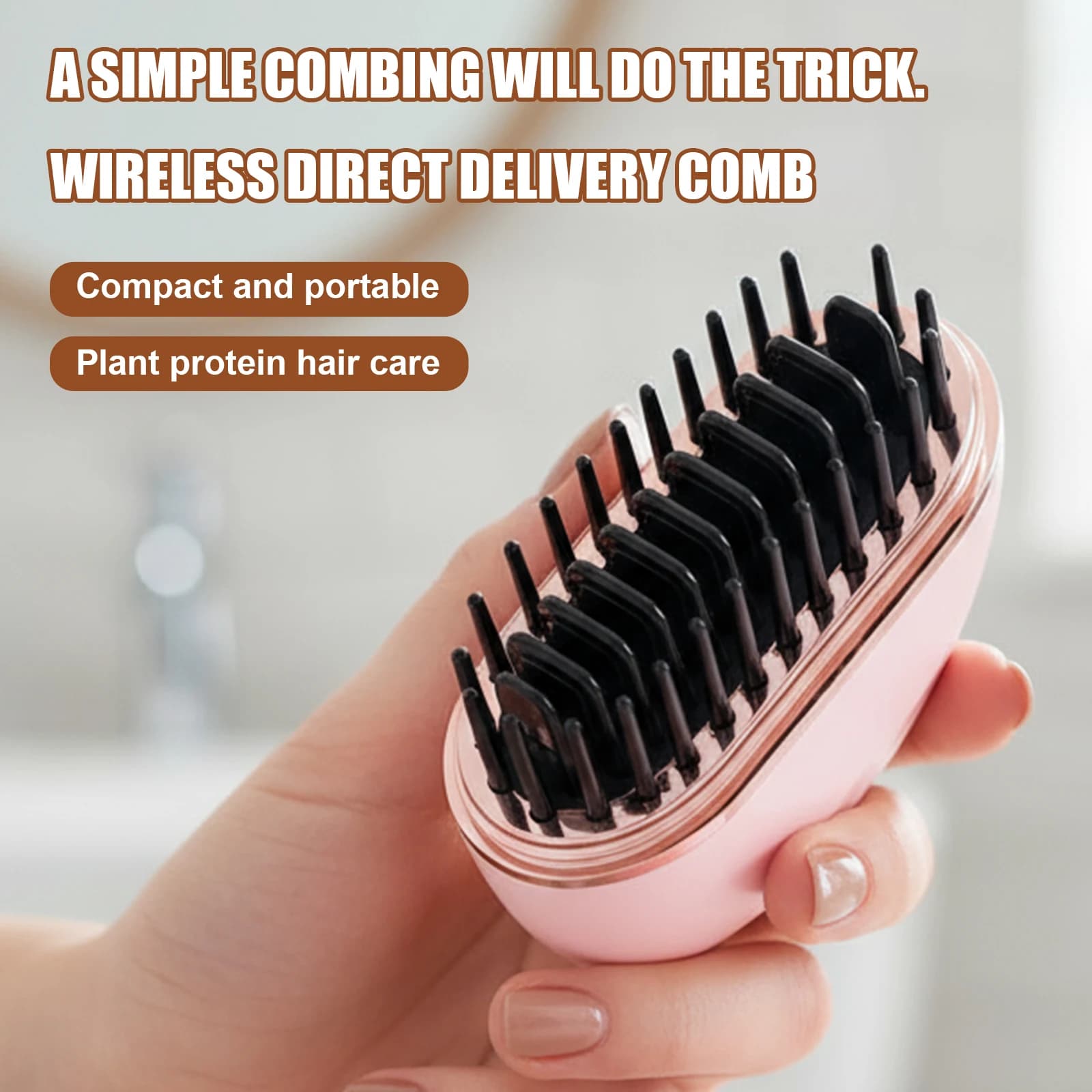 Mini Piastra per Capelli Portatile con 3 Impostazioni di Temperatura, Spazzola Lisciante Senza Fili per Casa, Viaggio e Regalo