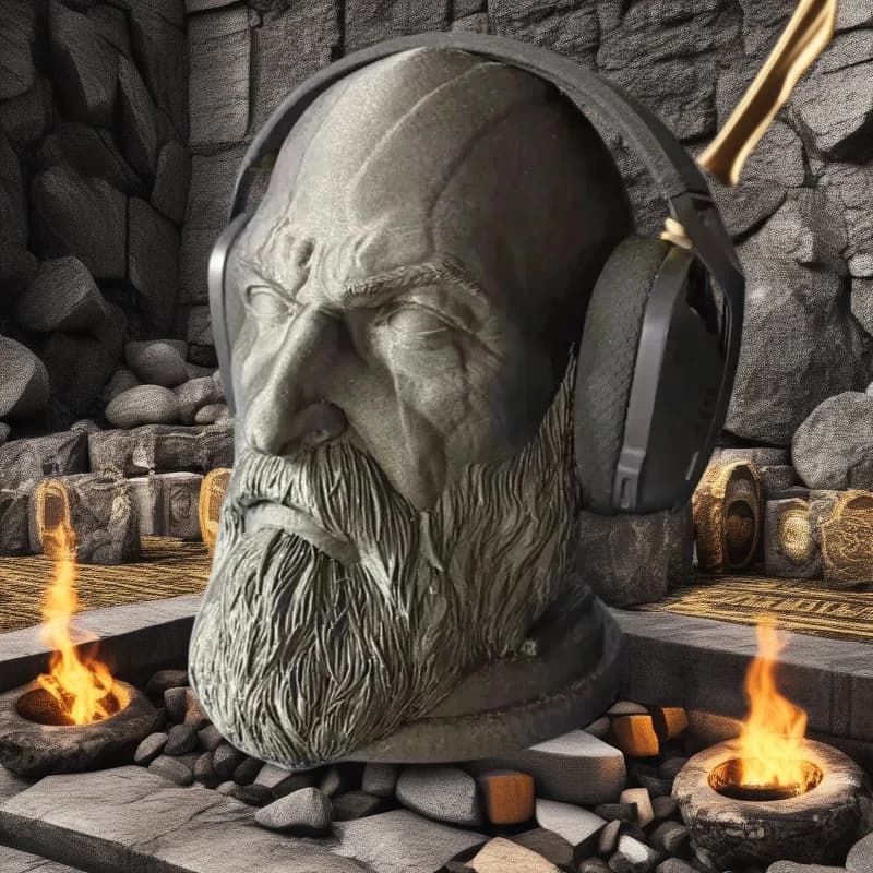 God Of War Kratos Supporto per cuffie Statua Supporto da gioco Modello testa da tavolo Display da scrivania per giocatori Uomini Adolescenti Regalo di Natale
