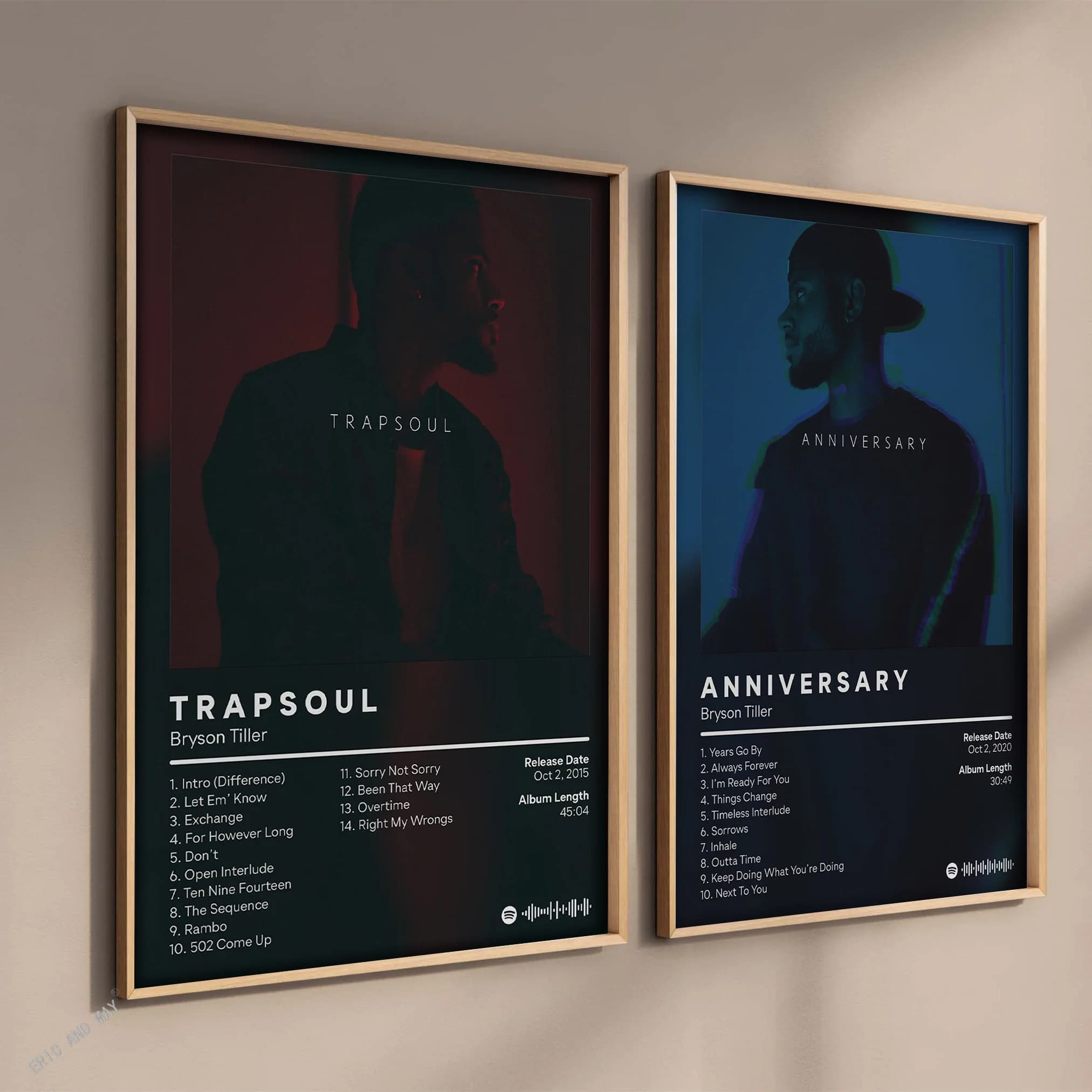 Copertina dell'album pop di musica rap Bryson Tiller Poster Rapper estetico Hip Hop Rock True to Self TRAPSOUL Tela Decorazione della parete della stanza di casa