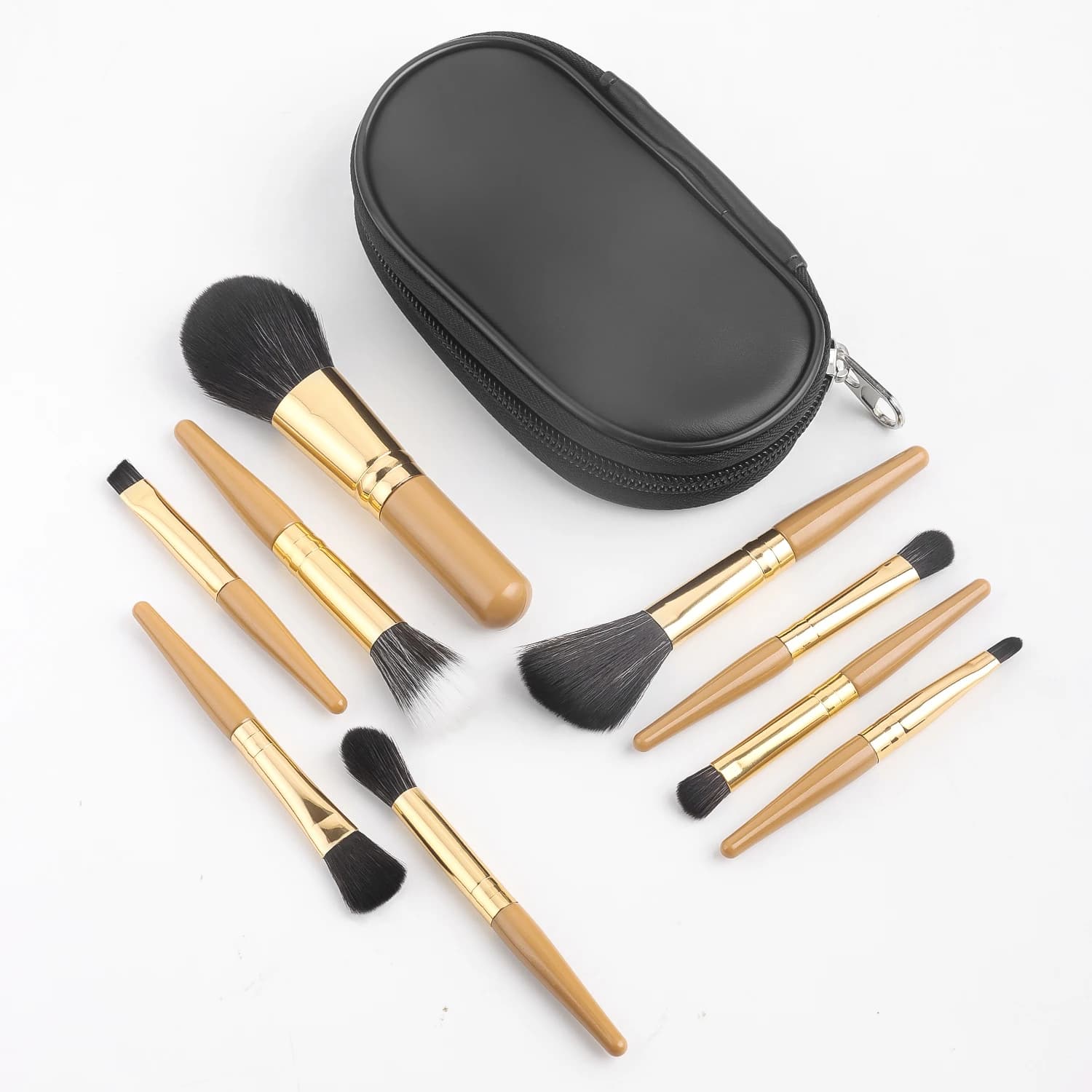 Set of makeup brushes, 9 minimalist portable pieces with case Portable cosmetic brushes for the realization of supplies