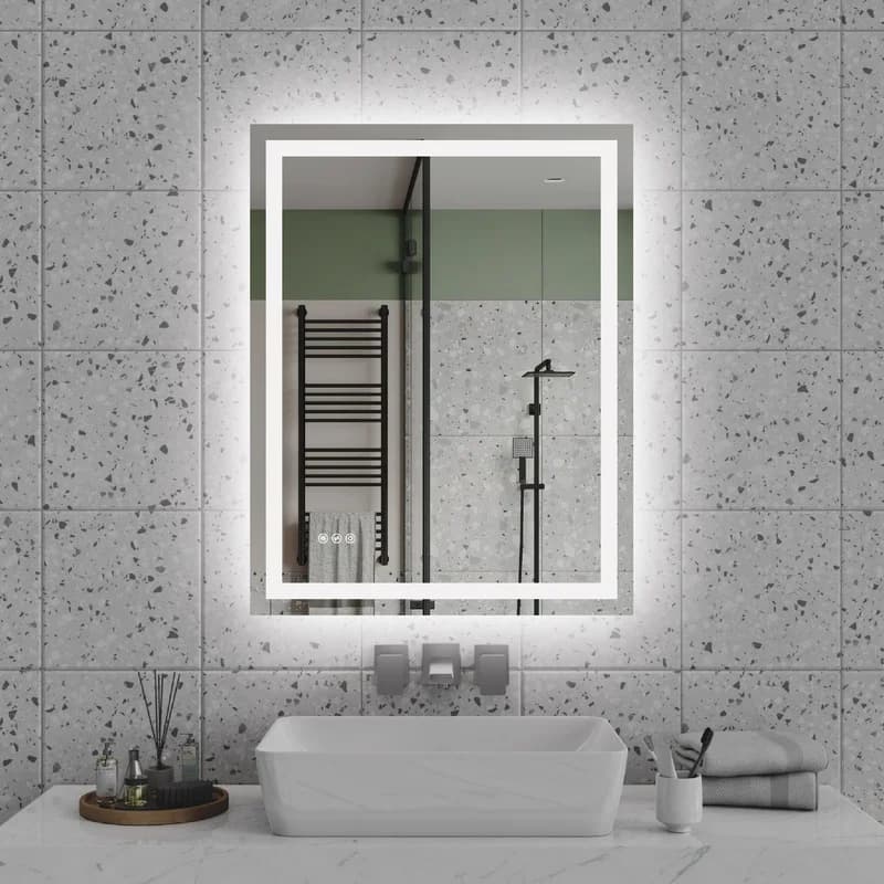 28"x36" LED Bathroom Mirror, Front & Back Lit, Stepless Dimmable, 3 Color Temperatures, CRI90+, Brightness Memory, Shatterproof, Anti-Fog, IP44 Waterproof