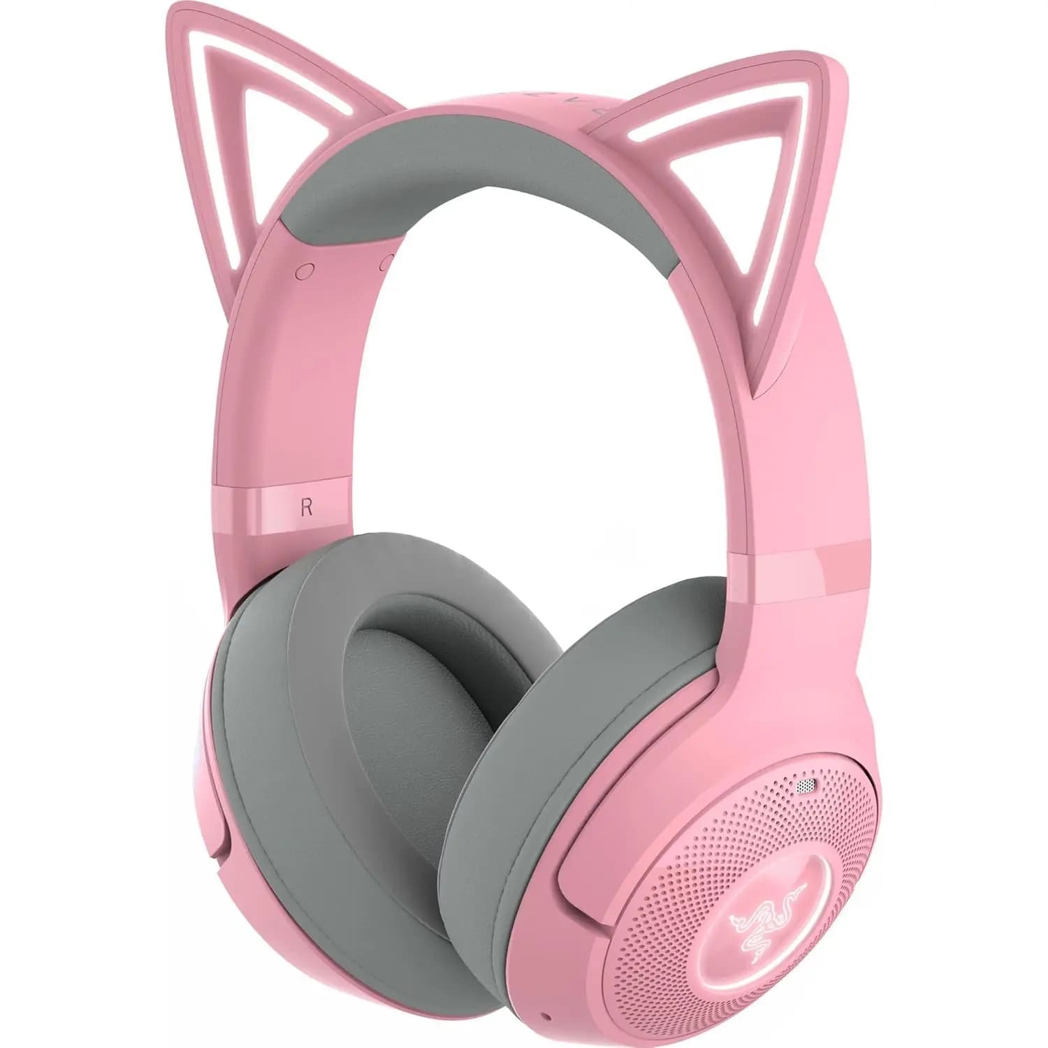 Cuffie da Gaming RGB Wireless con Orecchie da Gatto, Bluetooth 5.2, Microfono con Cancellazione del Rumore, Design Leggero, Batteria da 40 Ore in Rosa
